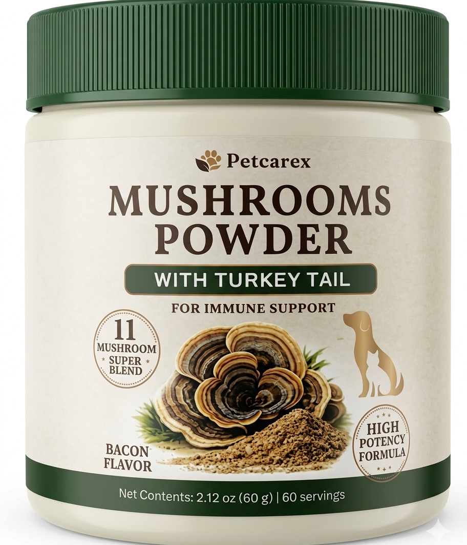 11 Mushroom Powder for Dogs and Cats – Turkey Tail, Lion’s Mane, Shiitake and Reishi – Daily Pet Wellness Supplement