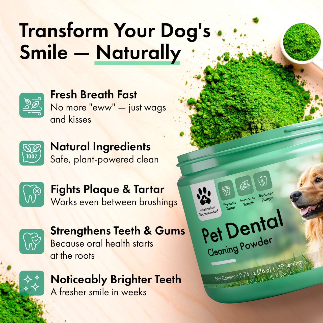 Dog Dental Powder – Daily Oral Care Powder for Dogs of All Breeds and Sizes – Easy-to-Use Pet Supplement – Duck Flavor - Image 4